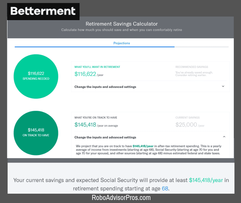 Betterment Retirement Savings Calculator 2019