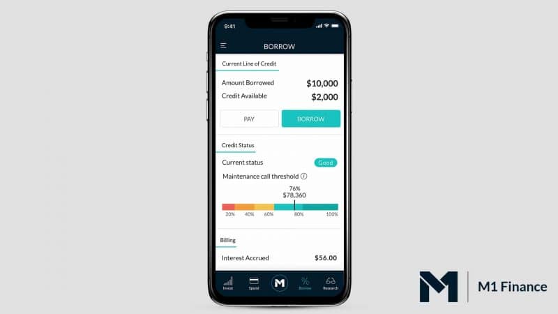M1 finance borrow mobile view