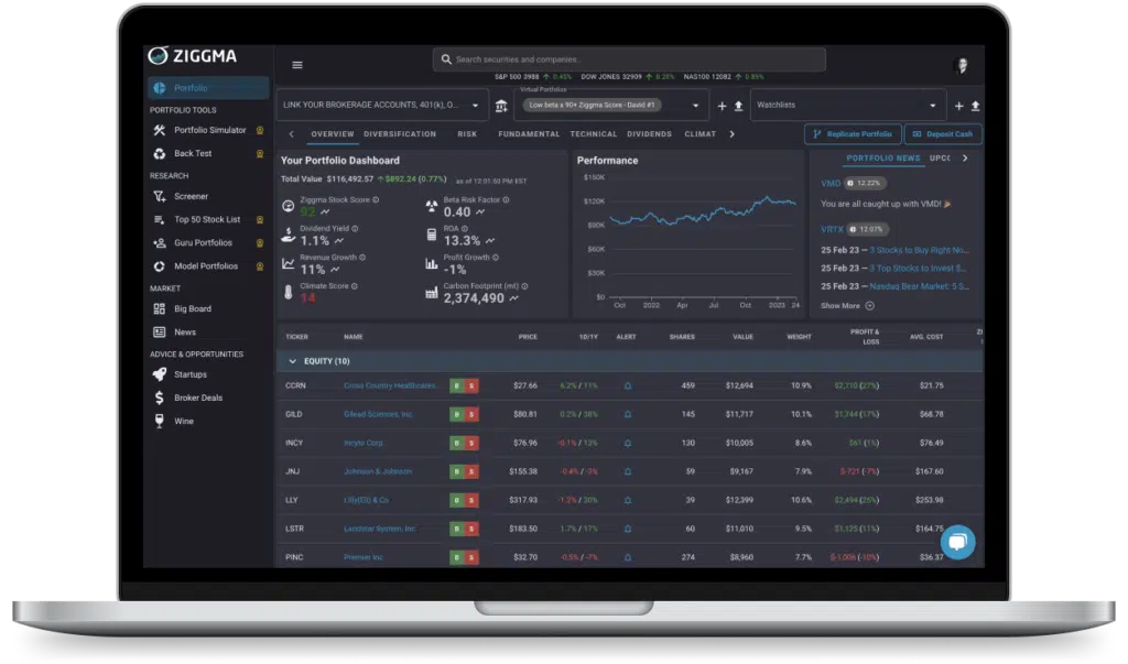 Ziggma Portfolio Dashboard